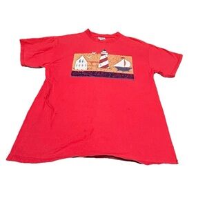 Hanes Red Tee with Nautical Design